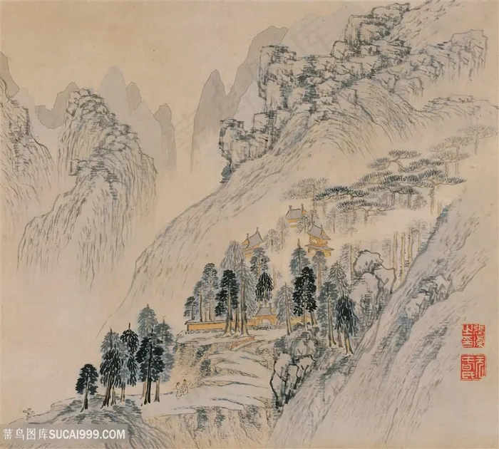 明代画家张复潇湘八景春日踏青图国画图片