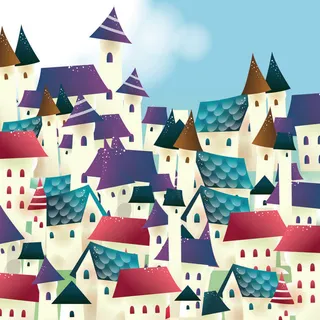 水彩乡村房子插画