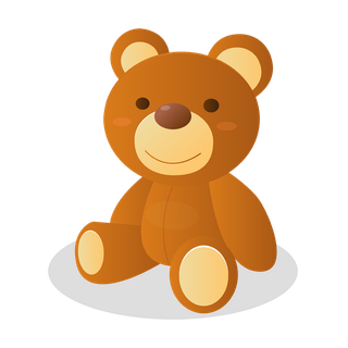 灰色小熊坐着卡通