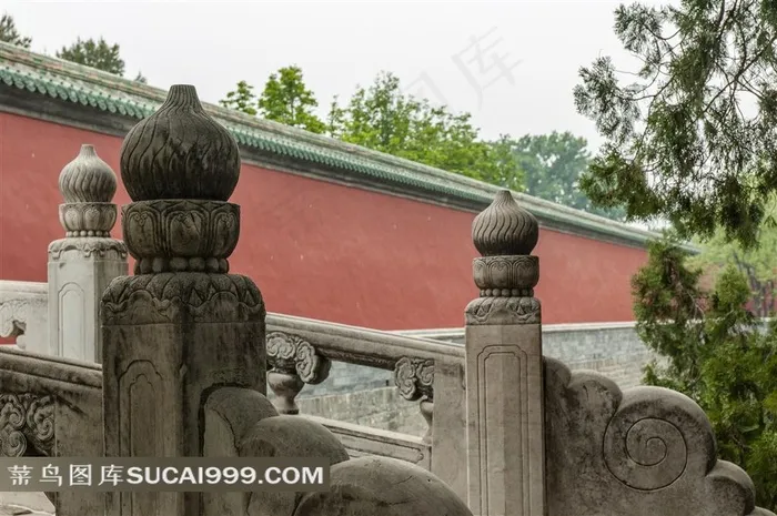 天坛公园名胜古迹石桥栏杆景观
