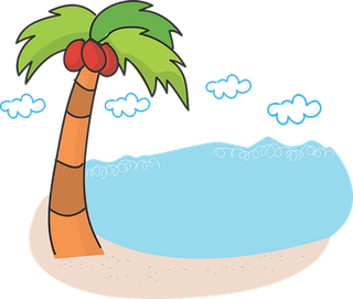 椰子树海滩大海卡通