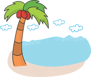 椰子树海滩大海卡通