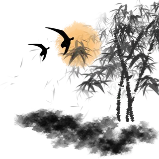 竹子水墨画中国风国画墨水书法竹子画