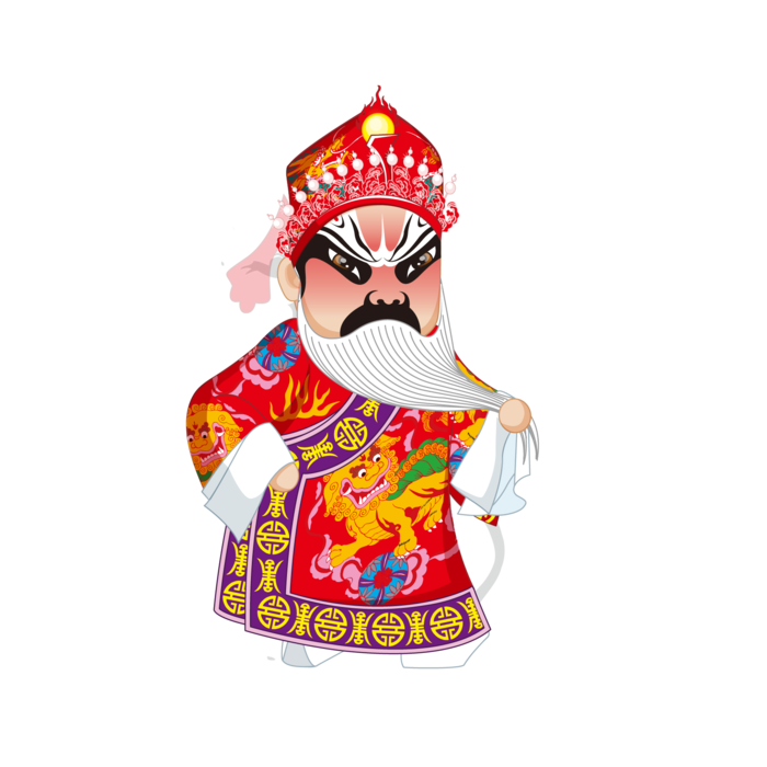 卡通京剧戏剧人物脸谱插画PNG图片 国潮中国风Q版戏剧人物PS素材