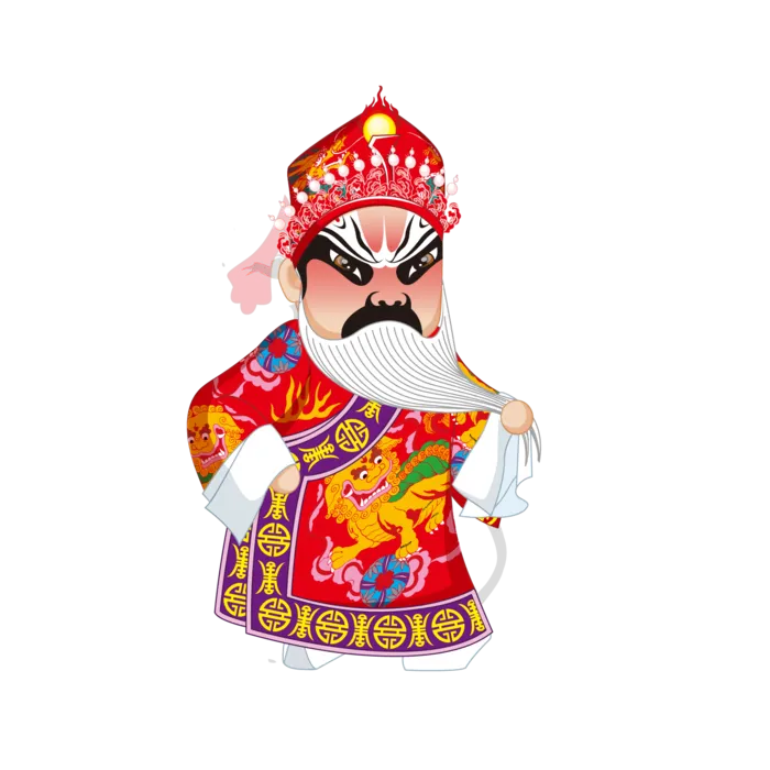 卡通京剧戏剧人物脸谱插画PNG图片 国潮中国风Q版戏剧人物PS素材