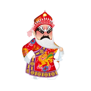 卡通京剧戏剧人物脸谱插画PNG图片 国潮中国风Q版戏剧人物PS素材