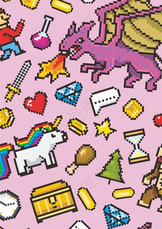 复古游戏机 马赛克恐龙 天马