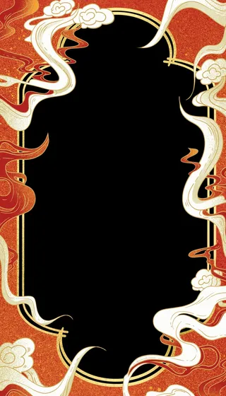 国潮手绘相框psd分层模板