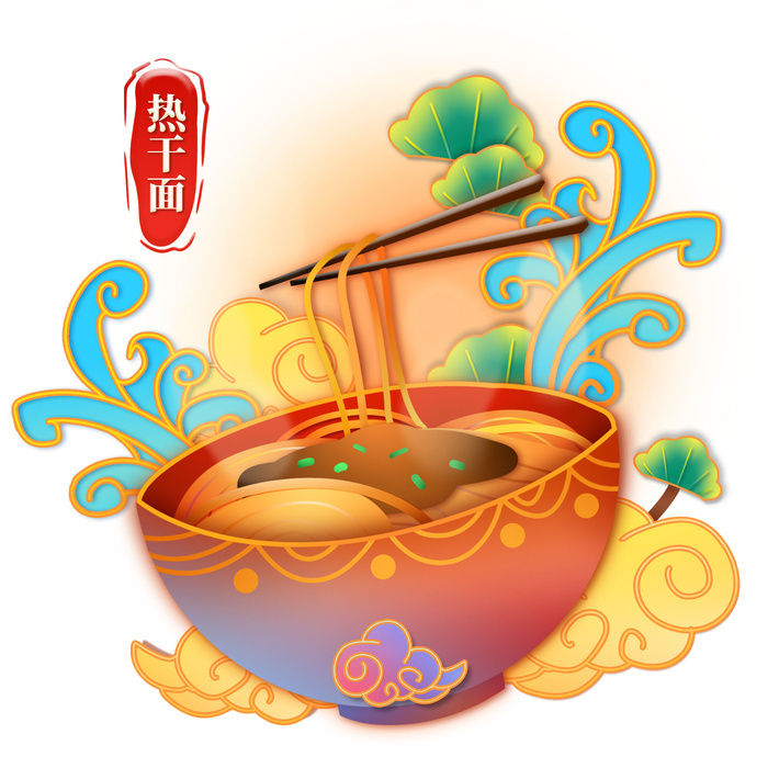 国潮中国风传统小吃食物地方特色菜美食元素插画海报图片素材psd模版下载
