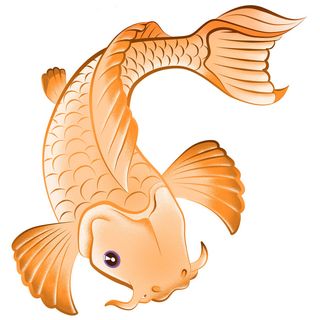 手绘烫金国潮中国风卡通锦鲤鱼金鱼插画装饰元素PSD设计素材