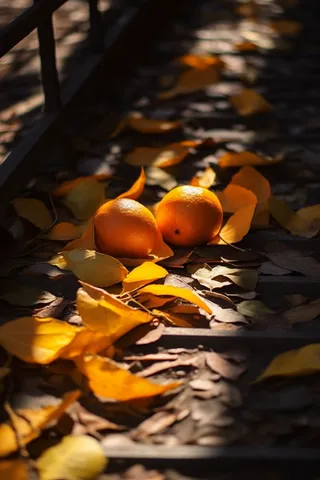 秋天落叶光影阳光摄影图