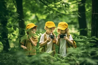 儿童野外玩耍学习探险图