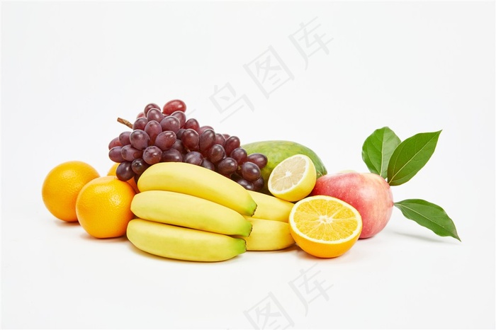 白底丰富水果果蔬