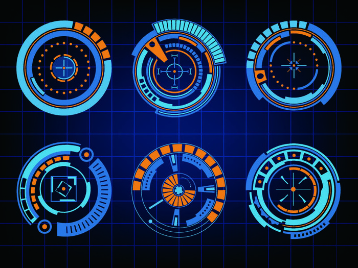 科幻未来科技操作仪表盘HUD元素图游戏UI图标界面边框矢量AI素材