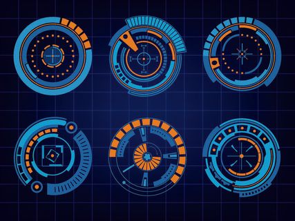 科幻未来科技操作仪表盘HUD元素图游戏UI图标界面边框矢量AI素材