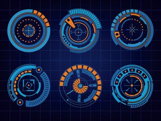 科幻未来科技操作仪表盘HUD元素图游戏UI图标界面边框矢量AI素材