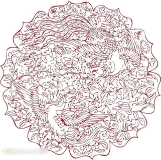 传统铜镜装饰花纹凤凰图案