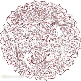 传统铜镜装饰花纹凤凰图案