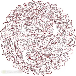 传统铜镜装饰花纹凤凰图案