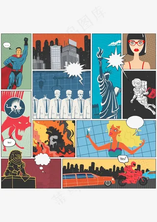 故事连环画 超人自由女神像 机车恐龙