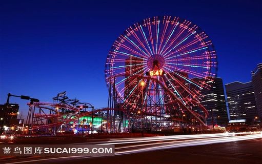神奈川的横滨摩天轮城市夜景摄影