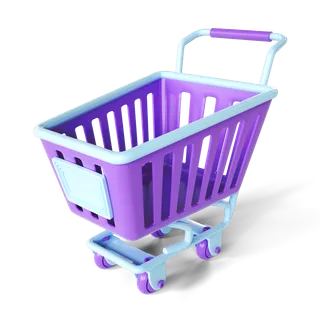 紫色购物车3d立体促销小推车