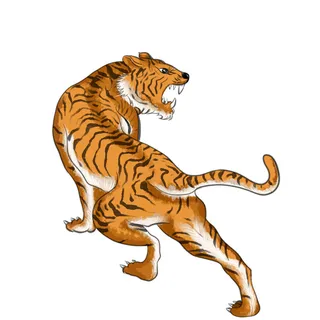 手绘国潮虎年卡通白虎老虎形象插画装饰元素PSD设计素材png免抠图