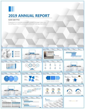立方体创意淡雅灰背景扁平风欧美范工作总结报告ppt模板预览图