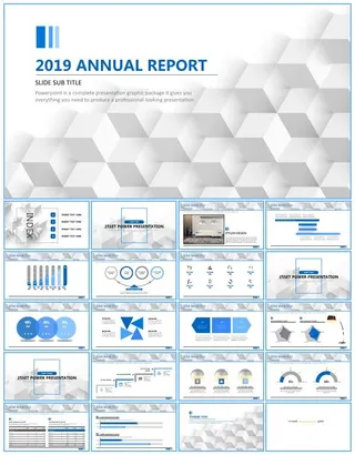 立方体创意淡雅灰背景扁平风欧美范工作总结报告ppt模板