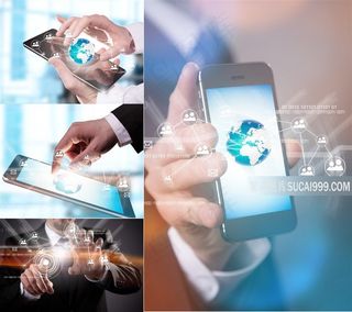 智能手机与商务图标高清图片