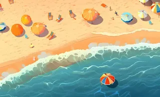 夏日海滩海边浪花海鸥背景