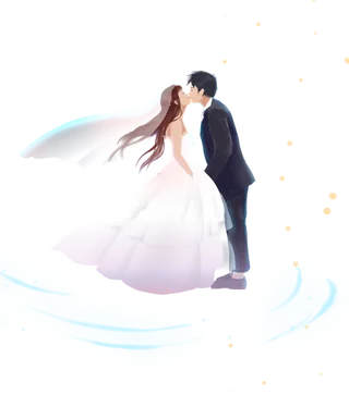 婚纱卡通人物婚礼白纱结婚婚纱摄影手绘