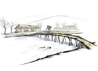 山水画素材中国风水墨画素材元素中国画