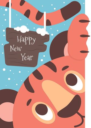 2022虎年剪纸风大红喜庆红包贺岁插画跨年海报背景ai矢量素材模板