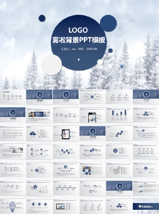 雾凇公司数据汇报PPT模板