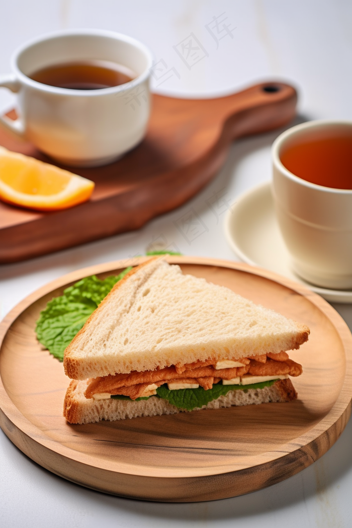 三明治早餐咖啡摄影图