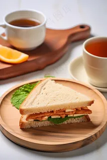 三明治早餐咖啡摄影图
