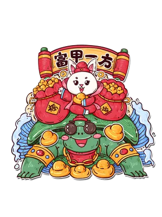 2023新春兔年国潮风富甲一方