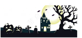 万圣节节日卡通素材城堡