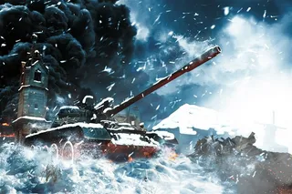 浓烟滚滚的战争中的坦克高清图片