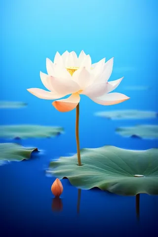 蓝色简约大气荷花意境背景