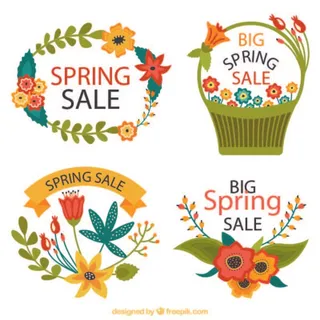 免抠春季花卉促销标签