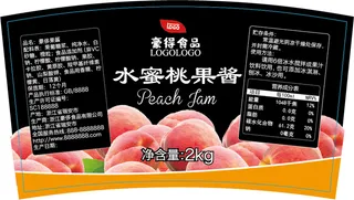 水蜜桃水果罐头扇形不干胶标签贴纸