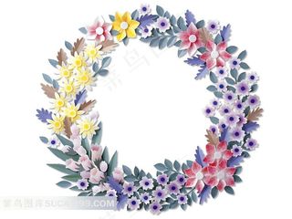 精美的圆形花环纸雕素材