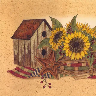 唯美向日葵木屋油画