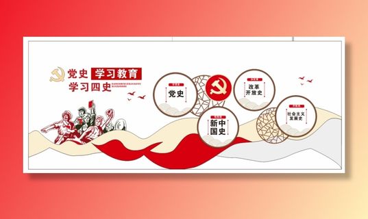 党建党史文化墙源文件CDR平面效果图