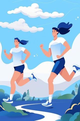 奔跑运动扁平卡通插画背景