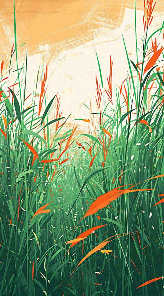 春天野草疯长水彩画，立春，春分