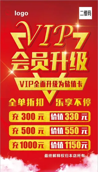 红色vip宣传活动海报，会员升级，广告宣传