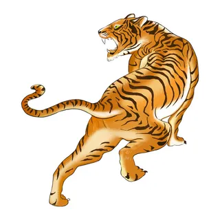 手绘国潮虎年卡通白虎老虎形象插画装饰元素PSD设计素材png免抠图